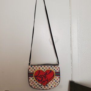 Brighton Love and Joy Holiday Ribbon Crossbody Purse Bag Tassel Zipper Women EUC